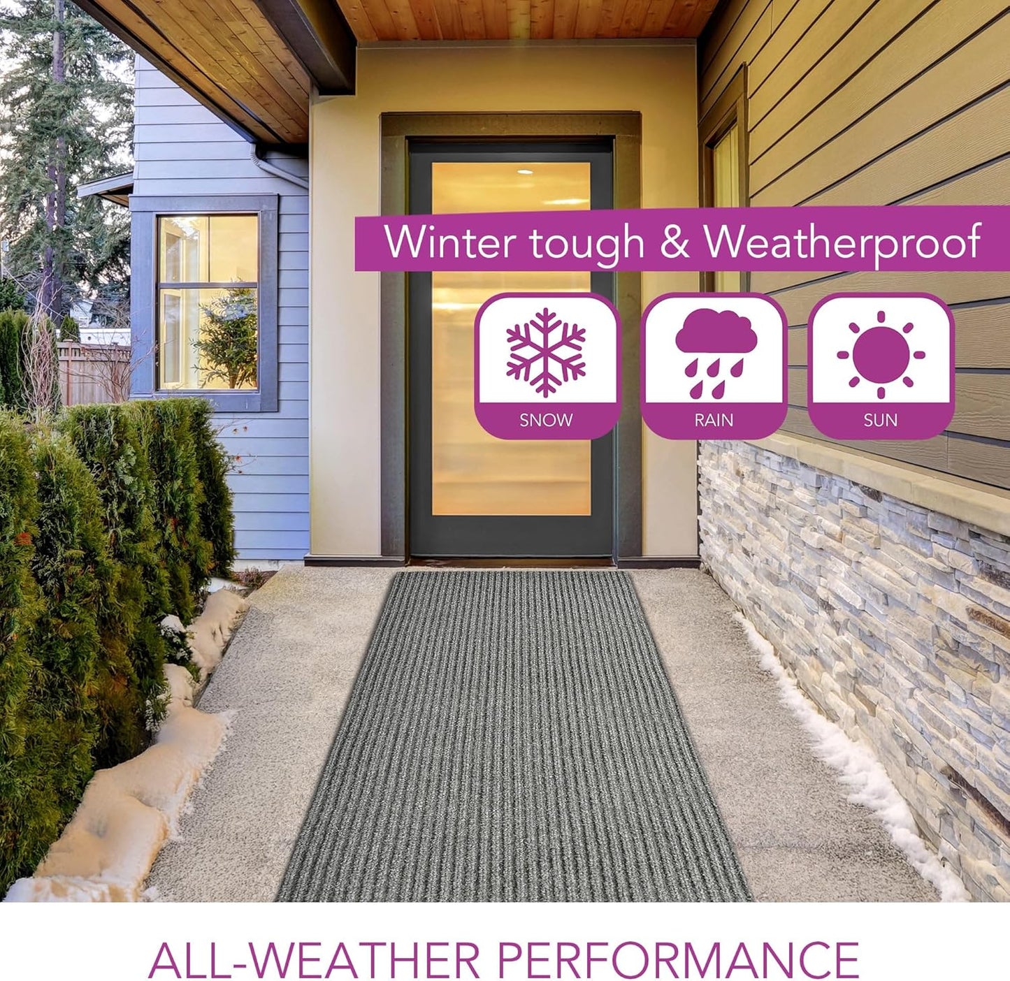 iCustomRug Spartan Weather Warrior Duty Indoor/Outdoor Utility Ribbed in 3ft,4ft,6ft Widths 70 Custom Sizes with Natural Non-Slip Rubber Backing 4'X34' in Grey