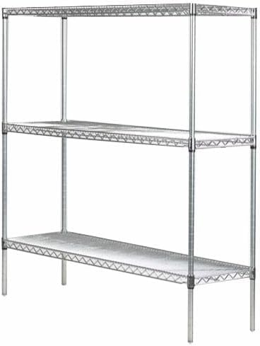 Omega Stainless Steel Shelves, 18" Deep x 36" Wide x 34" High 3 Tier Heavy Duty Wire Shelving Unit for Kitchen Garage Office Restaurant Warehouse 800-lb Per Shelf Weight Capacity