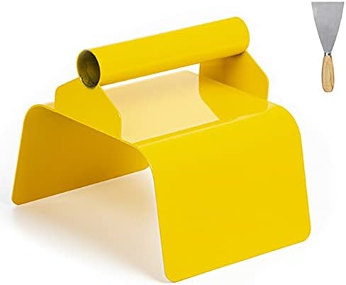 Landscape Curb Trowel 4” x 6” x 4” Stainless Steel Concrete Curbing Trowel Concrete Curb Tool Rectangle Edger Yellow Cement Model Tools with Handle and Putty Knife