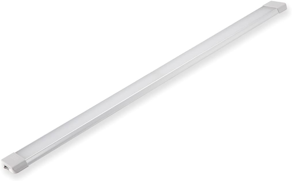 LED Interior Utility Light Fixture 34.2" x 2.6", High Lumen-Output Low Current Draw Energy Efficient, Frosted Lens 6000K Cool-White Even Diffused Beam, On/Off Rocker Switch 12V-24V DC, 1-Pack