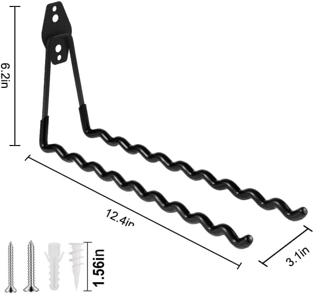 Wall Mounted Garage Hooks Tool Organizer, 12.4 Inch Garage Storage Hook Heavy Duty Utility Wall Hangers Black for Ladders, Hose, Garden Tools, Set of 4