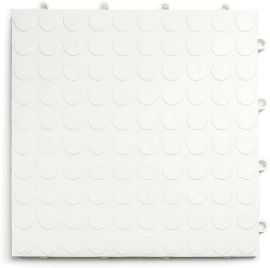 Big Floors GarageDeck Coin Pattern, Durable Copolymer Interlocking Modular Non-Slip Garage Flooring Tile (White, 48 Pack of 12 x 12" Tiles)
