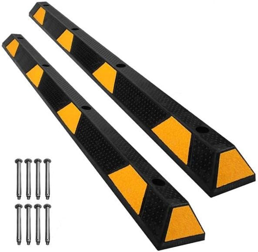 Heavy Duty Rubber Parking Curb Target High Reflective Yellow Safety Stripes