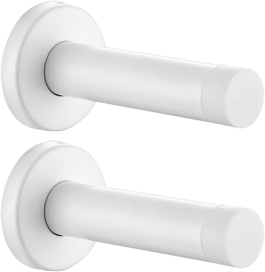 JQK Door Stopper White, 304 Stainless Steel Thicken 1mm Sound Dampening Door Stop Bumper Wall Protetor 2 Pack, DSB5-WH-P2