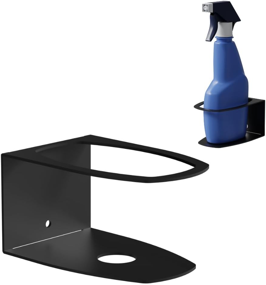 Koova Spray Bottle Holder Heavy Duty- Wall Mount Storage Rack for 1 Spray Bottle, Utility Shelf with Included Hardware - Made in USA, Sturdy Metal Organizer for Efficient Kitchen and Garage Storage