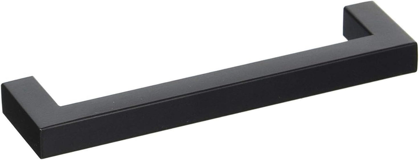 goldenwarm 10 Pack 5 Inch Black Cabinet Handles - Matte Black Drawer Pulls Stainless Steel - 128mm Cabinet Hardware Square Bar Modern Cabinet Pulls for Kitchen Bathroom Cupboard