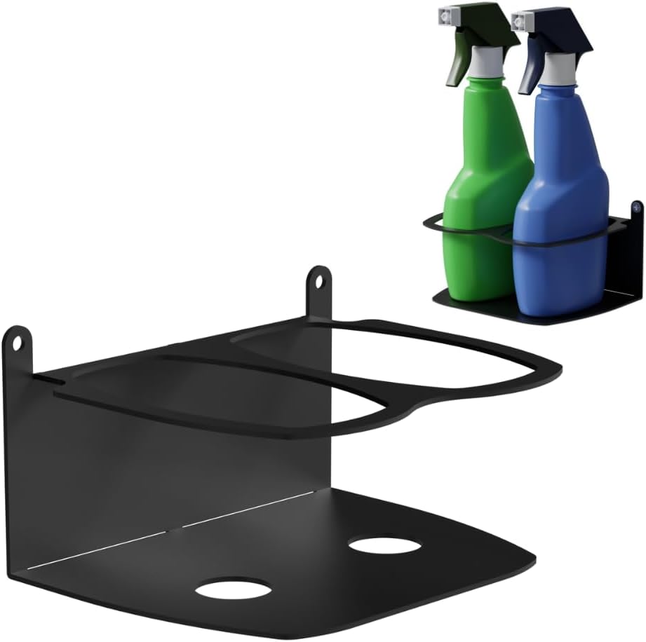 Koova Spray Bottle Holder Heavy Duty- Wall Mount Storage Rack for 2 Spray Bottles, Utility Shelf with Included Hardware - Made in USA, Sturdy Metal Organizer for Efficient Kitchen and Garage Storage