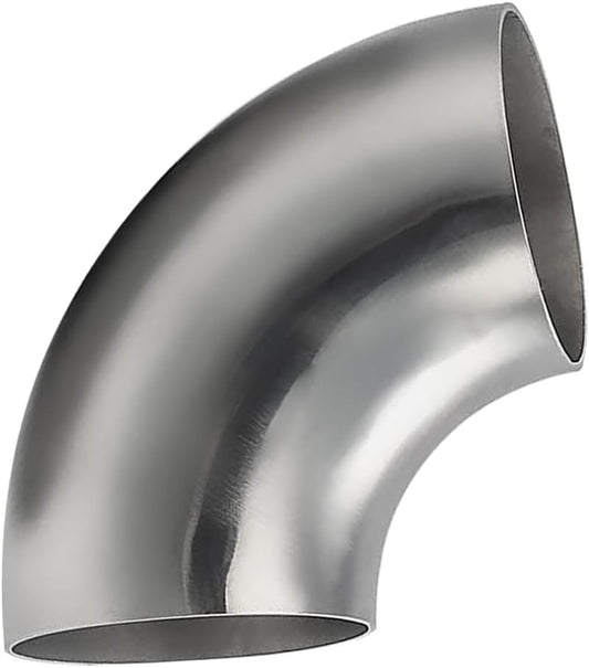 Cotonake 4.5 Inch Exhaust Elbow Pipe 90 Degree Bend Elbow for Car Modified Exhaust System 4.5" Piping Silver Tone，Stair Handrail (1pcs)