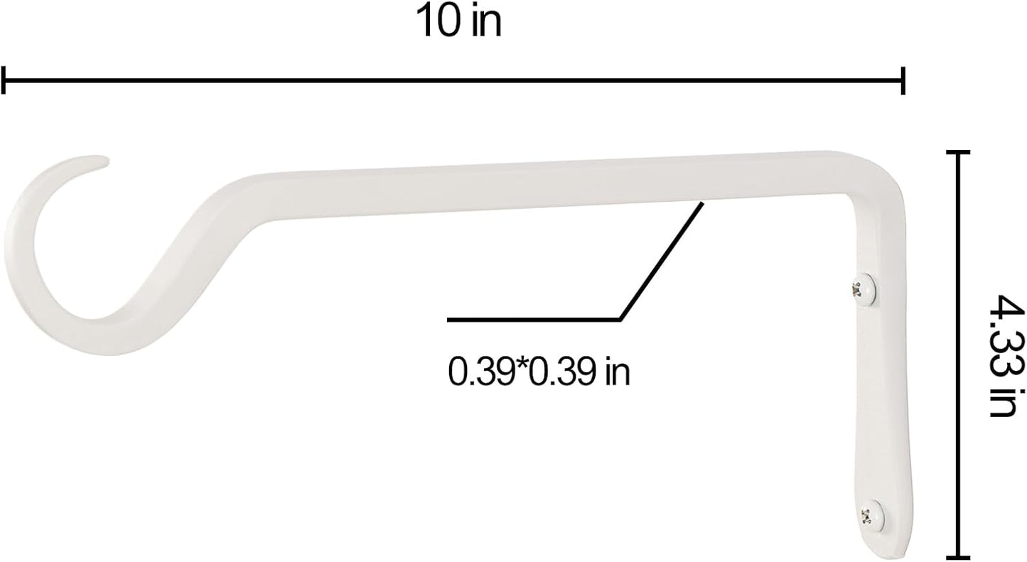 10" Plant Hangers 2-Pack - Heavy Duty Rust-Resistant Steel Hooks for Bird Feeders, Indoor/Outdoor Plants & Wall Decor, White