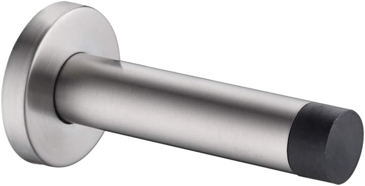 JQK Door Stopper, 304 Stainless Steel Thicken 1mm Sound Dampening Door Stop Bumper Wall Protetor 1 Pack, Brushed, DSB5-BN