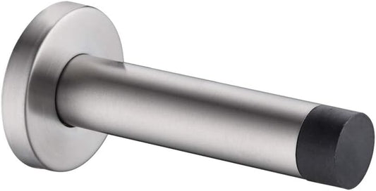 JQK Door Stopper, 304 Stainless Steel Thicken 1mm Sound Dampening Door Stop Bumper Wall Protetor 1 Pack, Brushed, DSB5-BN
