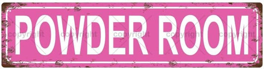 POWDER ROOM Space Vintage Metal Tin Street Sign Bar Cafe Garage Cave Home Room Wall Bathroom Farmhouse Garden Porch Patio Decor, 16 x 4 Inch