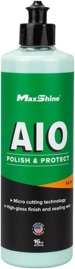 Maxshine 21mm, 6" Plate M21 Pro Dual Action Polisher & 16oz AIO Polish - 6-Speed, 5/16”-24 Thread - Auto Detailing Tool for Buffing, Paint Protection, Swirl & Scratch Repair, Glossy Shine, Restoration