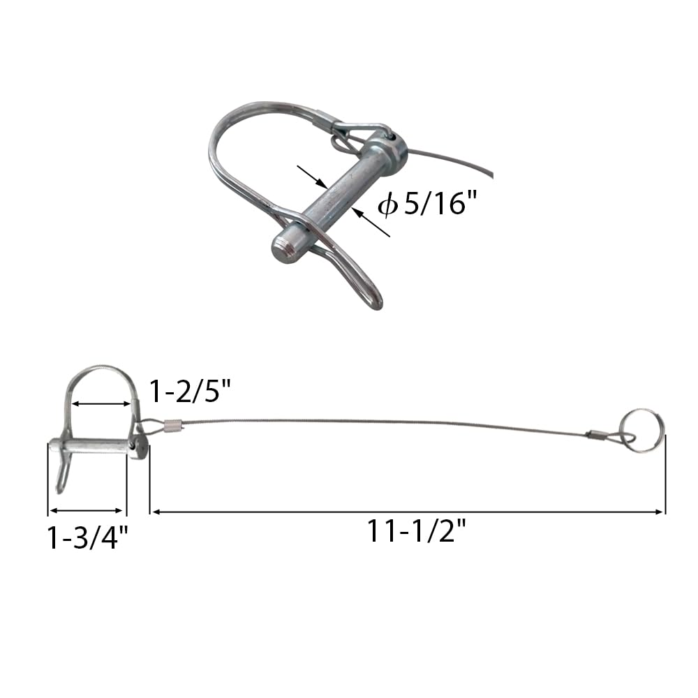5Pcs Trailer Coupler Pin 5/16x 1-3/4（WxL） Prevents Loss Trailer Hitch Locking Pin with Plastic Coating Tether Steel Quick Release Ring for Shaft Trailer Tongue