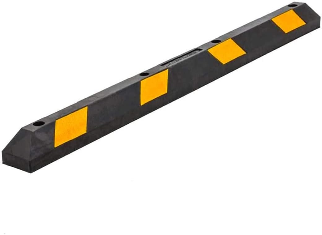 Zento Deals Rubber Parking Curb Garage Car Stopper - Parking Wheel Stopper Block 72” Wide Easy to Install, Black/Yellow Reflective Parking Block; for Car, Truck, Trailer and RV (Black and Yellow)