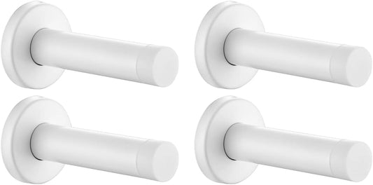 JQK Door Stopper White, 304 Stainless Steel Thicken 1mm Sound Dampening Door Stop Bumper Wall Protetor 4 Pack, DSB5-WH-P4