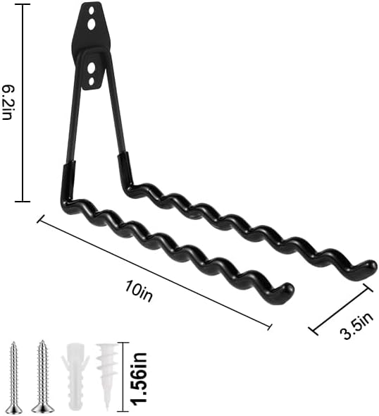 Wall Mounted Garage Hooks Tool Organizer, 10 Inch Garage Storage Hook Heavy Duty Utility Wall Hangers Black for Ladders, Hose, Garden Tools, Set of 4