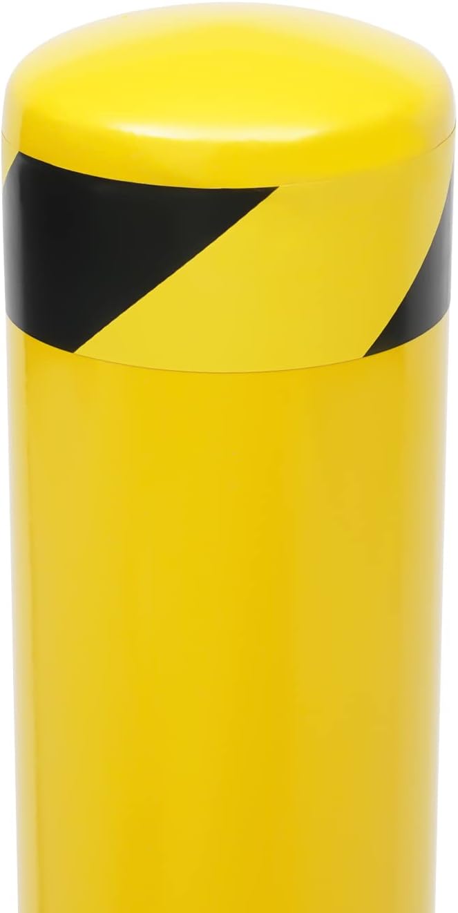Parking Post Safety Bollard Post 60in Height Parking Barrier Parking Obstacle Piles with Anchor Bolts Industrial Yellow Powder Coated Steel Bollards for Entrances, Parking Lots, Sidewalks(60H*4.5Din)