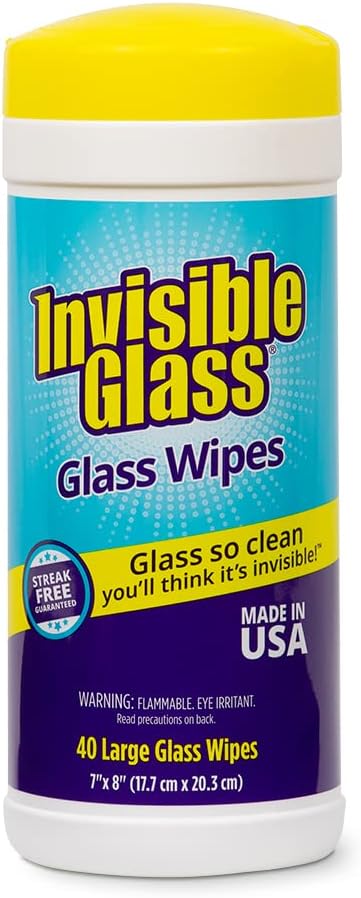 Invisible Glass 90160 Glass Cleaning Wipes Perfect for Cleaning Mirrors, Windows, and Windshields at Home, in Your Car, or at the Office, Streak-Free, Tint-Safe, Lint-Free, 40 Wipes, Pack of 1