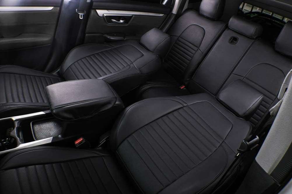 EKR Accord Car Seat Covers for Honda Accord 2023 2024 2025 LX(Rear Row W/Solid Backrest) Leather Car Seat Covers,Waterproof Car Seat Protectors,Trucks Seat Covers Full Set(Black)