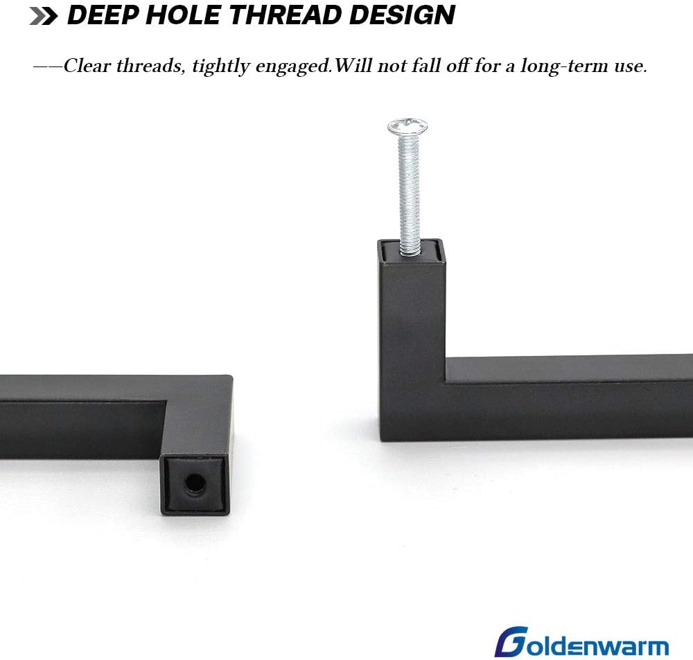 goldenwarm 10 Pack Black Cabinet Knobs T Bar - Kitchen Cabinet Handles Stainless Steel Cabinet Hardware Black Pulls for Bathroom Cabinets and Cupboard, 2in(50mm) Overall Length