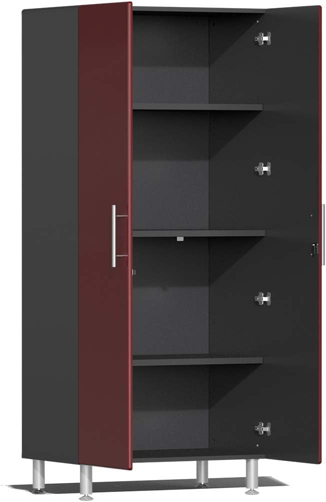 Ulti-MATE UG23101R 10-Piece Garage Cabinet Kit with Channeled Worktop in Ruby Red Metallic