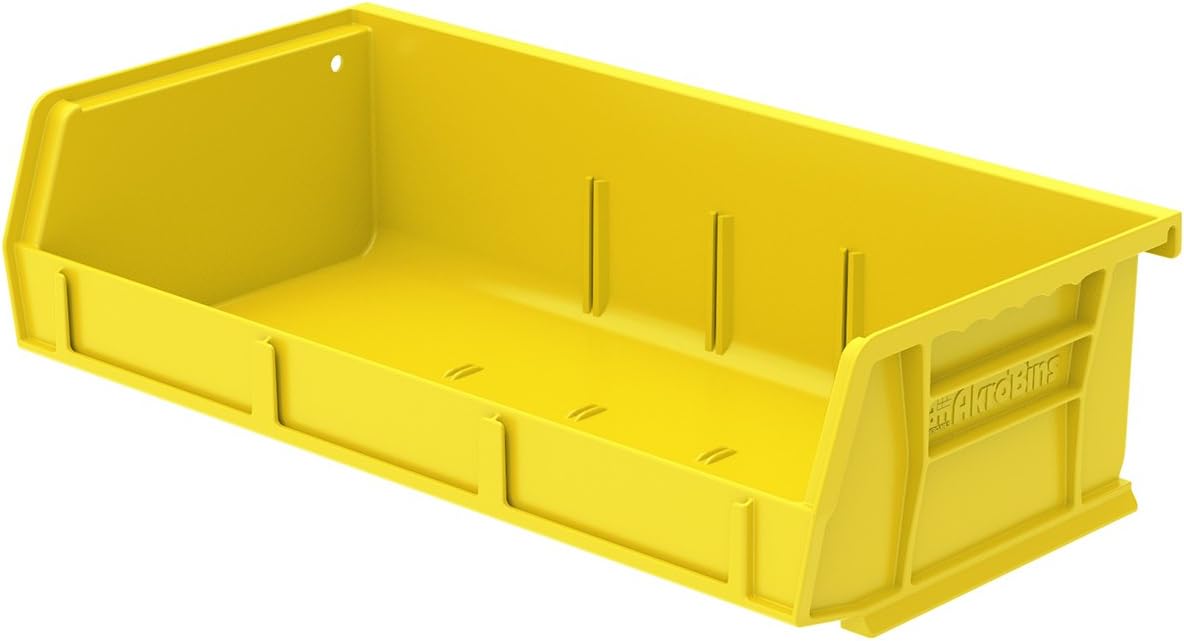 Akro-Mils 30232YELLO Plastic Storage Stacking Hanging Akro Bin (8 Pack), 5-3/8 x 11 x 3, Yellow