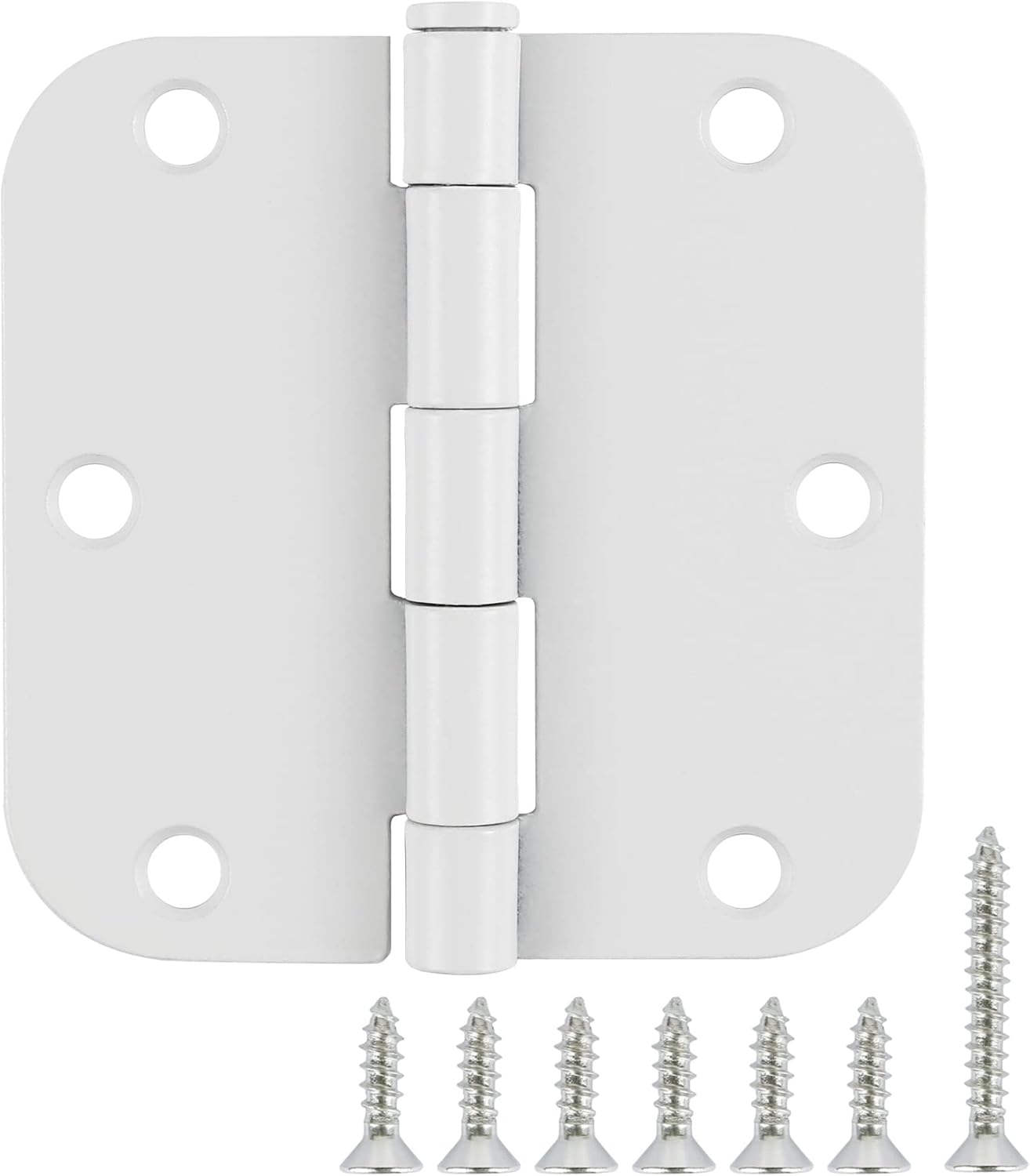 3 Pack White Door Hinges 3.5" Interior Hardware for Doors 3 1/2 Inch Rounded 5/8"Radius Non Removable Pin Bedroom Hinge Bulk Heavy Duty Steel Bisagra De Puerta Blanca Gate Decor Accessories No Squeak