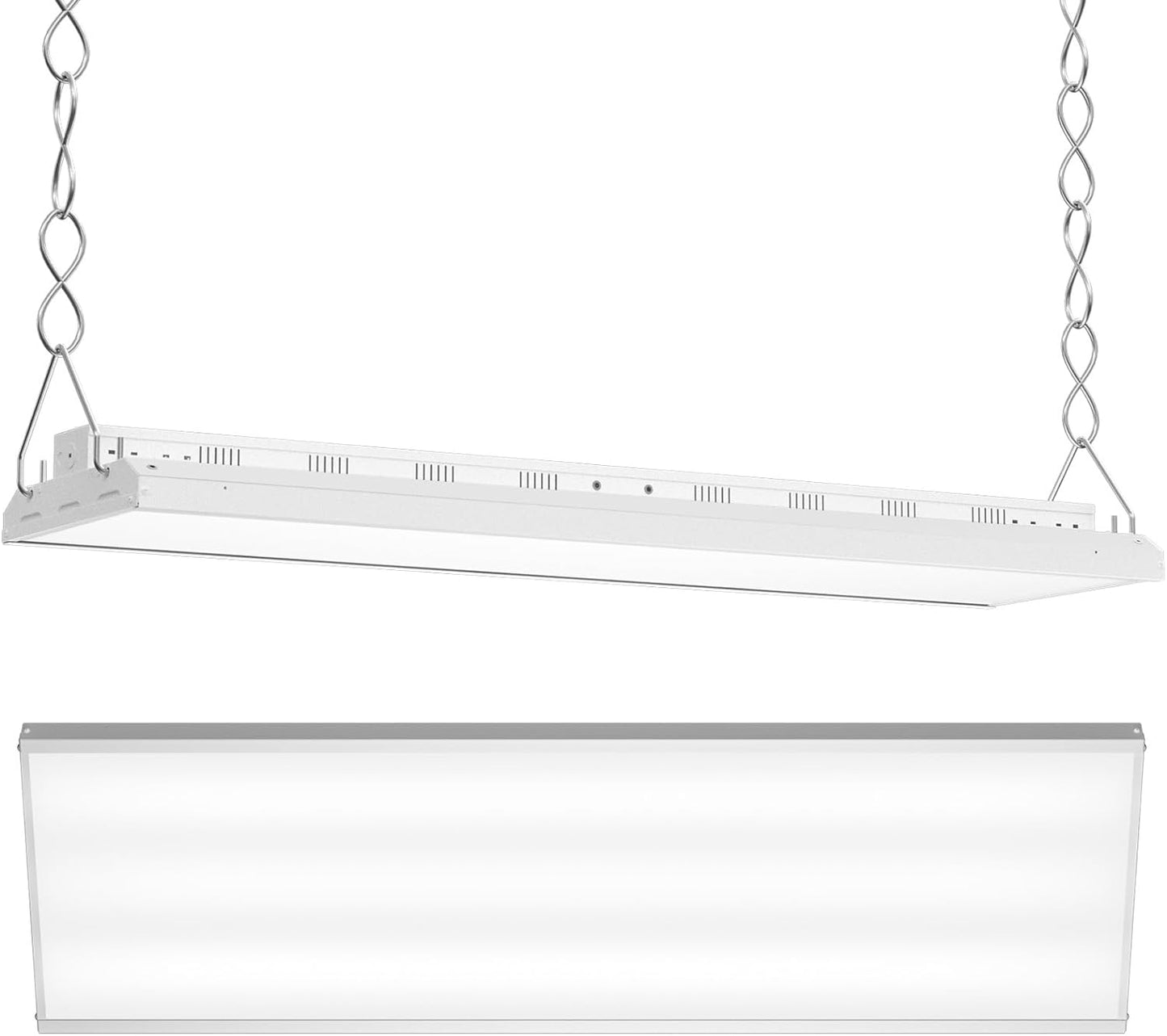 CINOTON 4FT 210W LED Shop Light with 28350LM,0-10V Dimmable Linear High Bay Lighting with 5000K,120-277V 135LM/W Commercial Hanging Lights for Garage Office Warehouse Workshop Factory UL Listed 2Pack