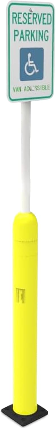 Impact Recovery - Sta-Rite Flexible Sign Post - Sign Holder - Handicap Parking Signs - Made in the USA - 102” with Yellow Bollard - Van Accessible Signage