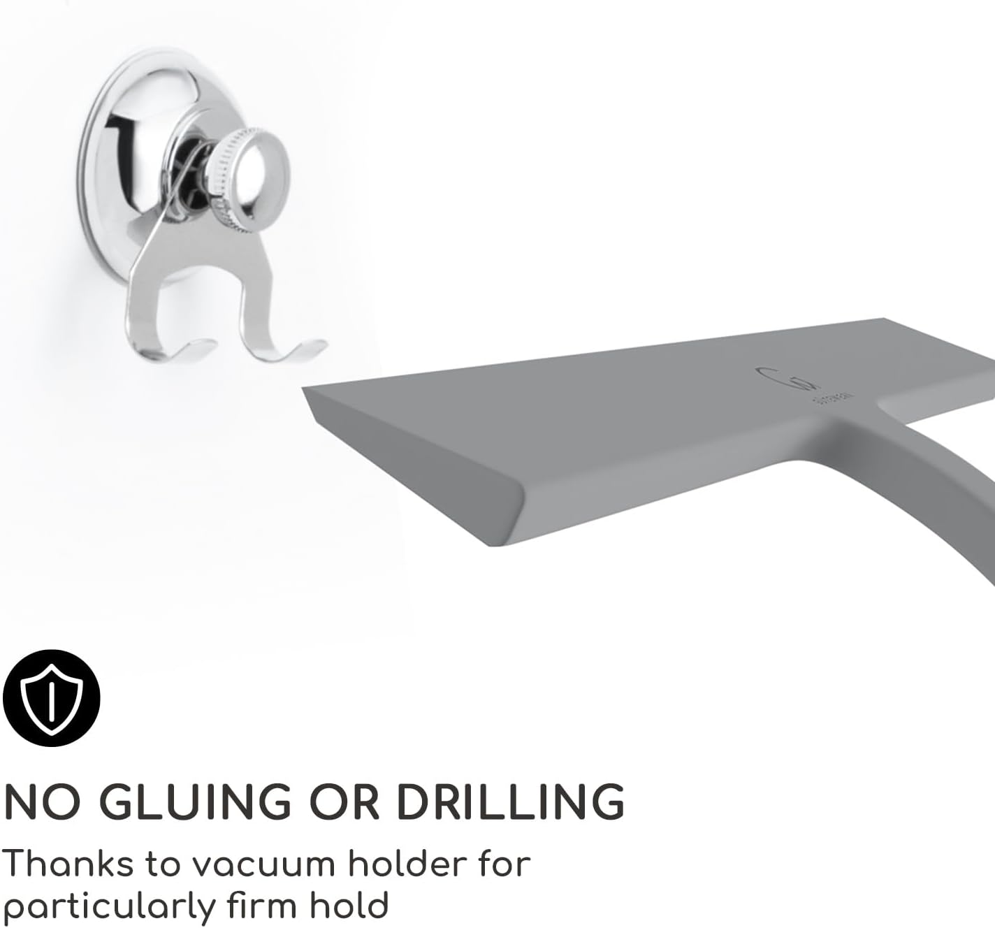 GÜTEWERK Shower Squeegee for Glass Doors, Silicone Window Squeegee, Bathroom and Glass Cleaning - Gray - 9 Inch