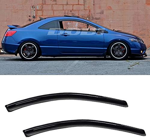 2pcs for 06-11 Civic 2Dr Coupe Sun Rain Guard Deflector Window Visors