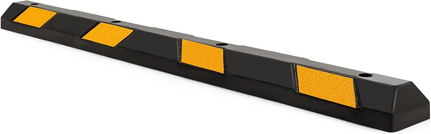 IRONMAX Parking Stopper for Garage, 72" Long Rubber Curb with Yellow Reflective Stripes, Heavy Duty Parking Block Garage Wheel Stop for Car, Truck, RV, Trailer