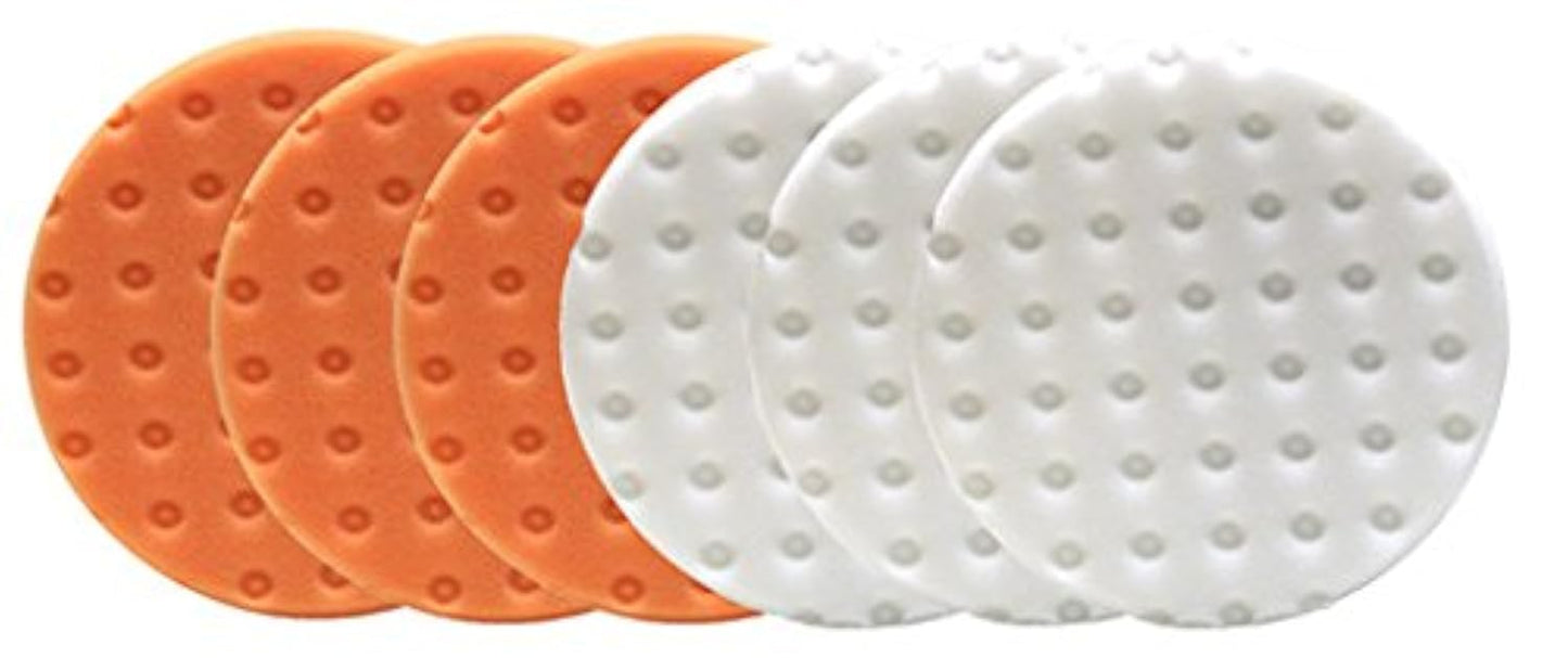 Smart Foam Pads Dual Action 5.5 inch Cut and Polish Combo (3-White, 3-Orange, 5.5 inch) | Perform 2-Step Compounding/Polishing Automotive Paint Correction Detail with Ease!
