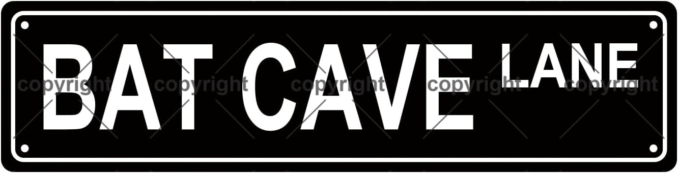 BAT CAVE LANE Space Metal Tin Street Sign Bar Cafe Garage Cave Home Room Wall Bathroom Farmhouse Garden Porch Patio Decor, 16 x 4 Inch