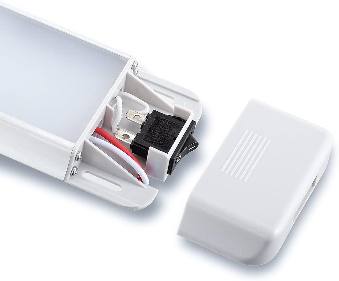 LED Interior Utility Light Fixture 6.7" x 2.6", High Lumen-Output Low Current Draw Energy Efficient, Frosted Lens 6000K Cool-White Even Diffused Beam, On/Off Rocker Switch, 12V-24V DC, 1-Pack