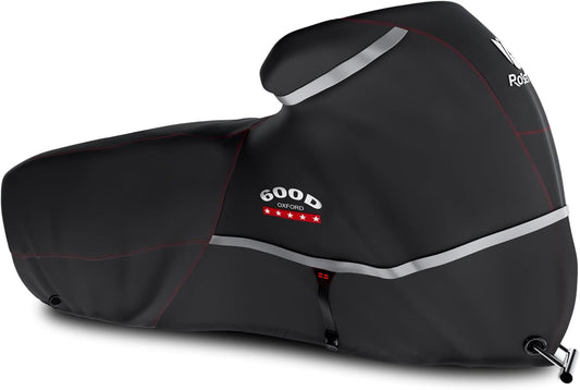 Rosefray Motorcycle Cover 600D Heavy Duty All Season Universal Weather Waterproof Sun Outdoor Protection Durable Night Reflective& 96" XXL Vehicle Cover/Black