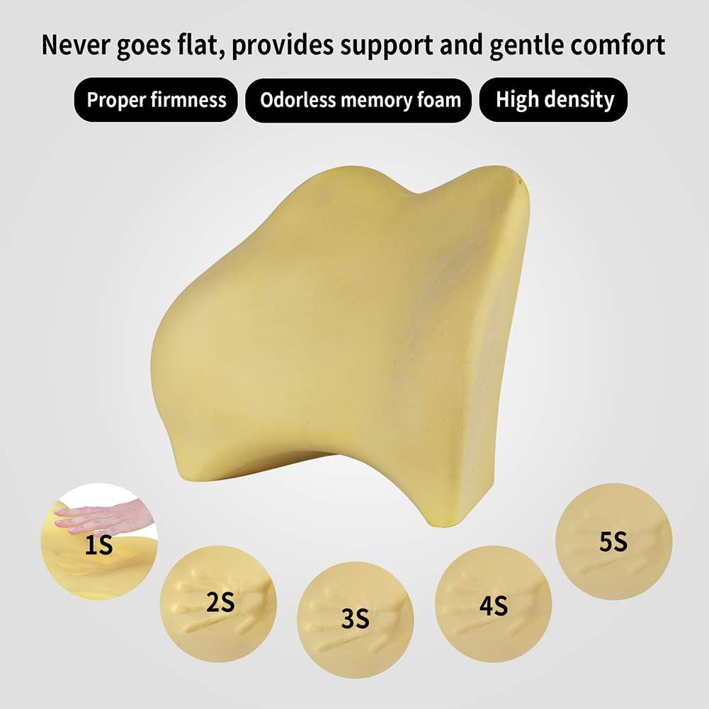 Memory Foam Lumbar Support Pillow for Car - Back Support for Car Seat (Beige)
