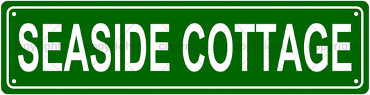 SEASIDE COTTAGE Space Metal Tin Street Sign Bar Cafe Garage Cave Home Room Wall Bathroom Farmhouse Garden Porch Patio Decor, 16 x 4 Inch