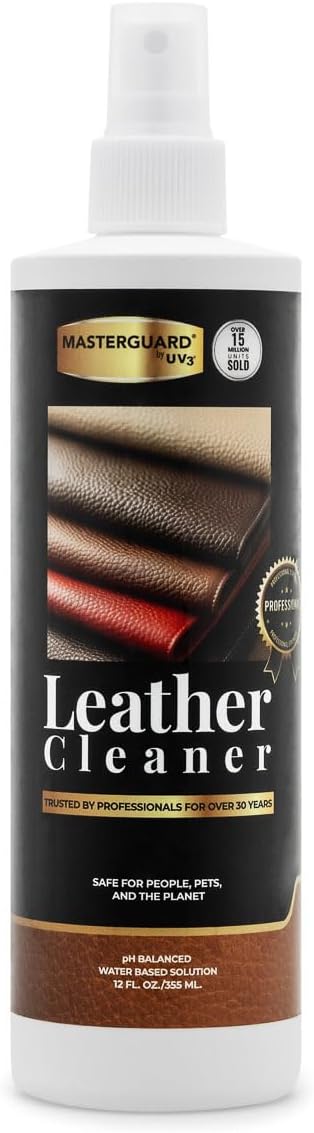 Leather Cleaner: Water-Based Solution for Car Interiors, Furniture, Shoes, Boots, Purses and More! - Leather Cleaner for Seats, Sofas, and More - 12 oz