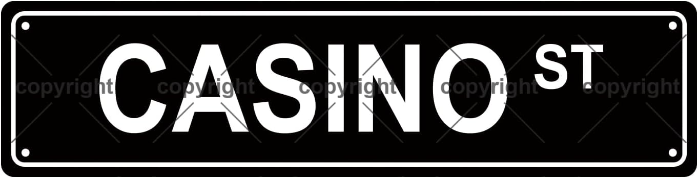 CASINO ST Space Metal Tin Street Sign Bar Cafe Garage Cave Home Room Wall Bathroom Farmhouse Garden Porch Patio Decor, 16 x 4 Inch