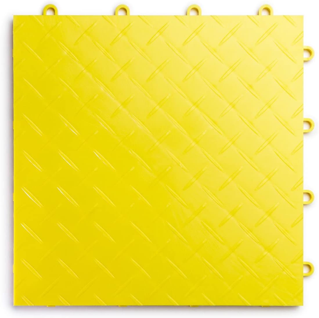 Big Floors RaceDeck Diamond Plate Design, Durable Interlocking Modular Garage Flooring Tile (Yellow, 12 Pack of 12 x 12" Tiles)