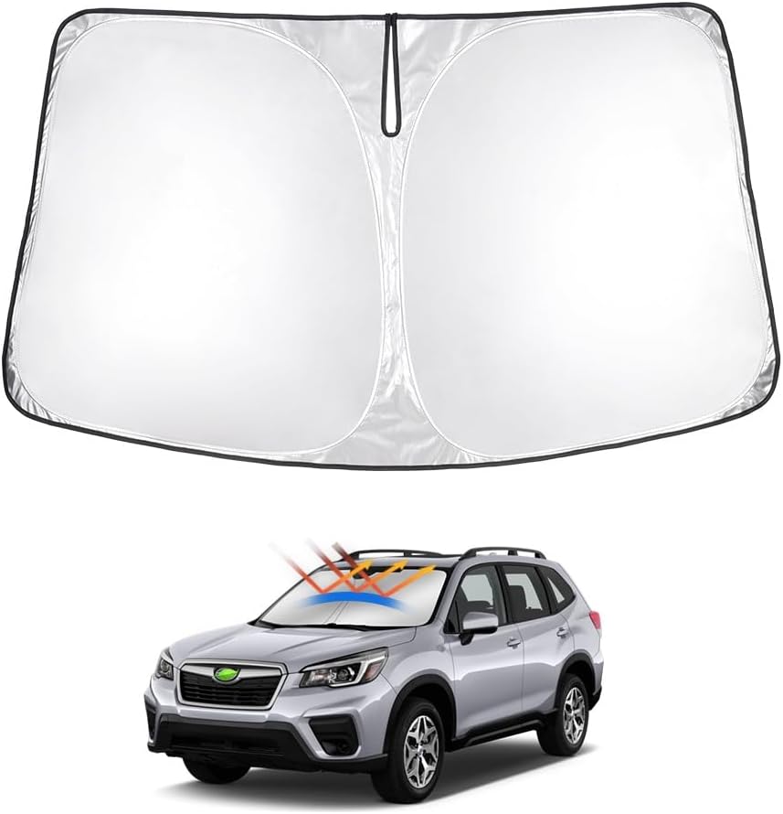 T TGBROS Windshield Sun Shade Custom Fit for 2019-2023 2024 Subaru Forester Accessories Foldable Sun Shield Reflective Polyester Sun Visor Cover Block Heat and Sun Protection
