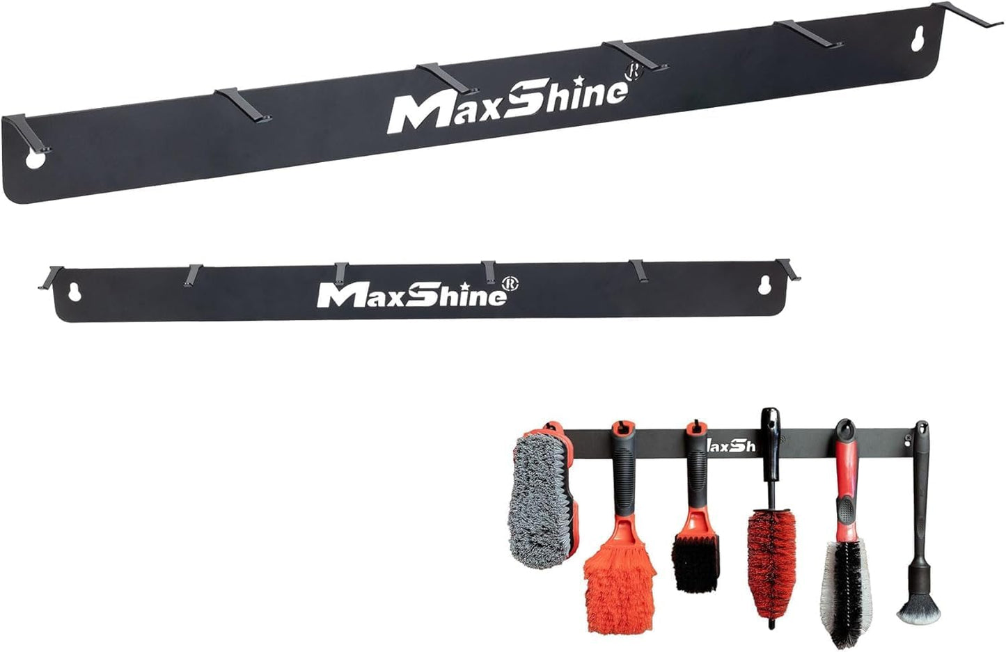 Maxshine Universal Detailing Brush Hanger - 6 Organizer Hooks, Lightweight Wall-Mounted Design for Auto Detailing Supplies, Ideal for Garage & Mobile Use (No Logo, 1, Count)