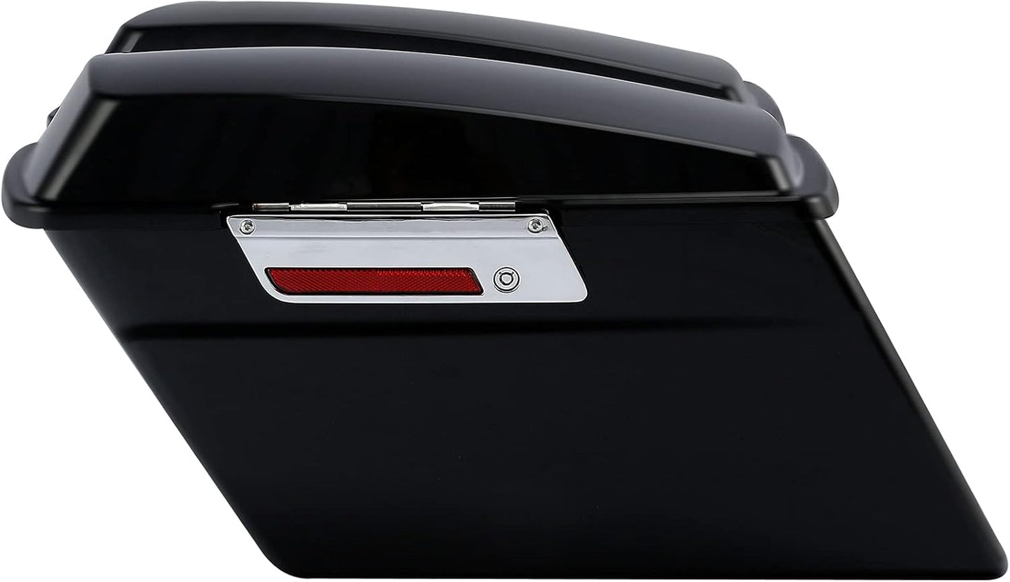 XFMT Motorcycle Matte Black Hard Saddlebags Saddle Bags Trunk W/Lids & Chrome Latches For Harley Touring Road King Street Glide Road Glide Electra Glide 1994-2013