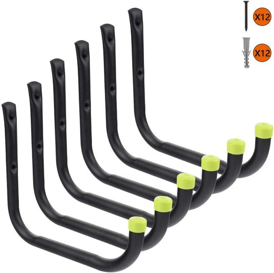Intpro Garage Organization Hooks Heavy Duty Garage Storage Utility Wall Hooks Garden Tool Wall Hanger for Ladder Bike Shelf Hose Power Tool 6 Pack