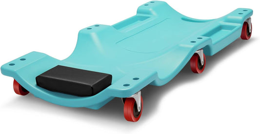 DNA MOTORING 36" L X 17" W x 4.25" H Vehicle Repair Low Profile Automotive Creeper w/Padded Headrest, Tiffany Blue, TOOLS-00201-TB