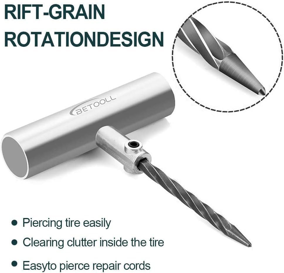 BETOOLL Tire Repair Kit, Sets of 2-24pcs Professional Heavy Duty Universal Emergency Flat Tire Repair Kit, for car Motorcycle, Truck, Golf Cart, ATV, Tractor, ARB, RV, SUV, Trailer etc.(Black)