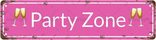 Party Zone Space Vintage Metal Tin Sign, Street Sign, Home Decor, Room Decor, Wall Decor, Bathroom Decor, Bar Decor, Cafe Decor, Garage Decor, 16 x 4 Inch