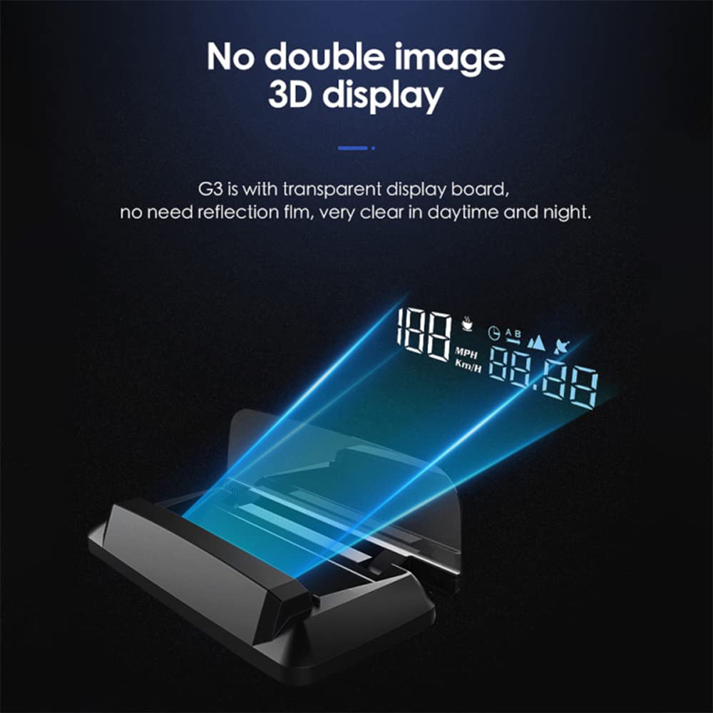 3D HUD Head Up Display Speedometer Digital Speed MPH Overspeed Alarm Fatigue Driving Alert Altitude Windshield Projector Universal for All Cars Truck Vehicle